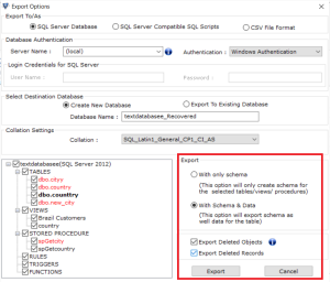 repair damaged SQL Database